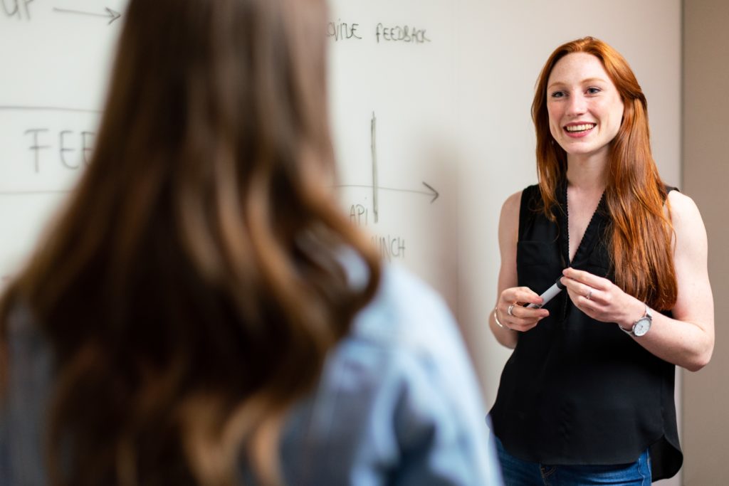 Female teacher with student.