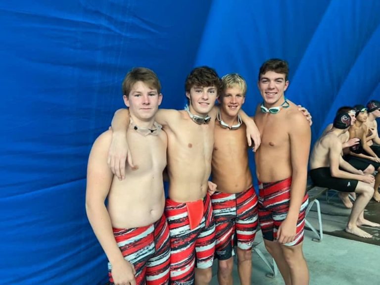 Boys swimming team at state