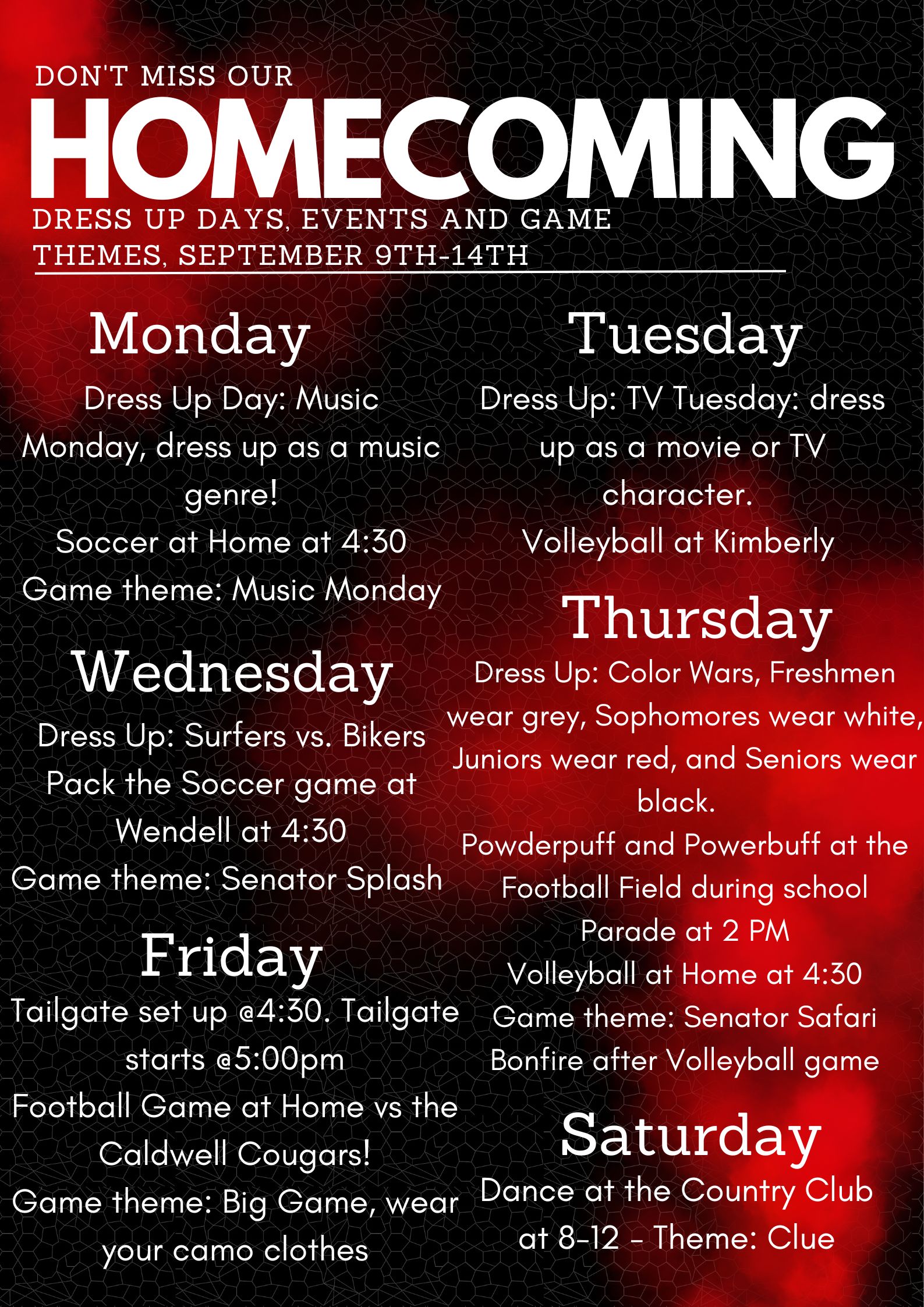 GHS Homecoming Week 2024 Information  Gooding School District