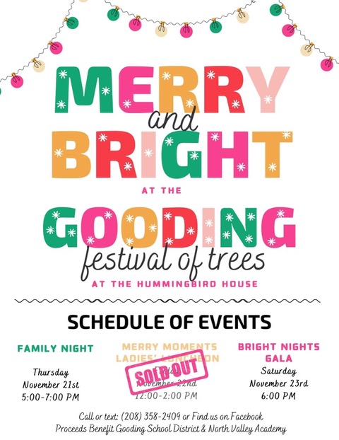 poster for Festival of Trees 2024 in Gooding